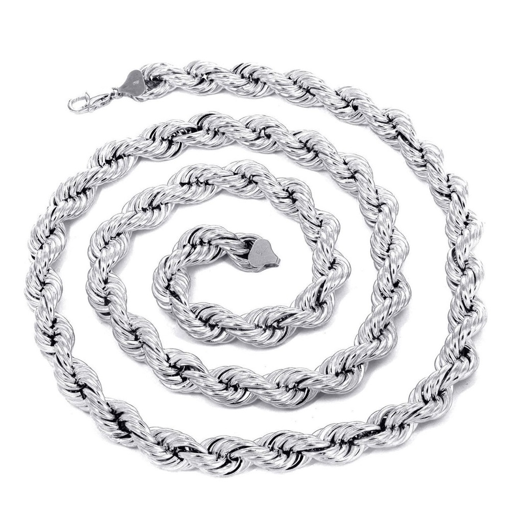 New S925 Sterling Silver Hallmarked Solid Silver 4mm Twisted Rope Chain Bracelet - Picture 5 of 14
